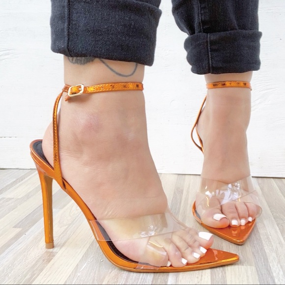 Orange Transparent Perplex Heel - Picture 2 of 7